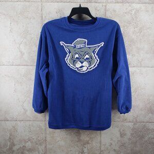 Applique Blue Corduroy Felt Kentucky Wildcats Long Sleeve Pullover Shirt Size M